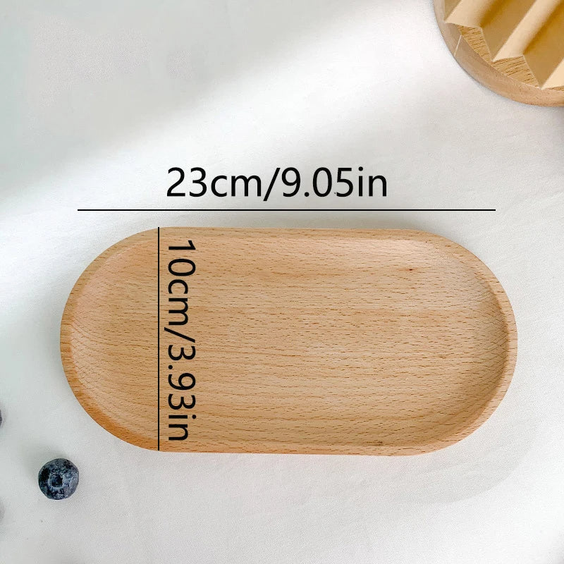 Round Wood Dish, Plate Acacia Wooden  Dinner Tableware Plates