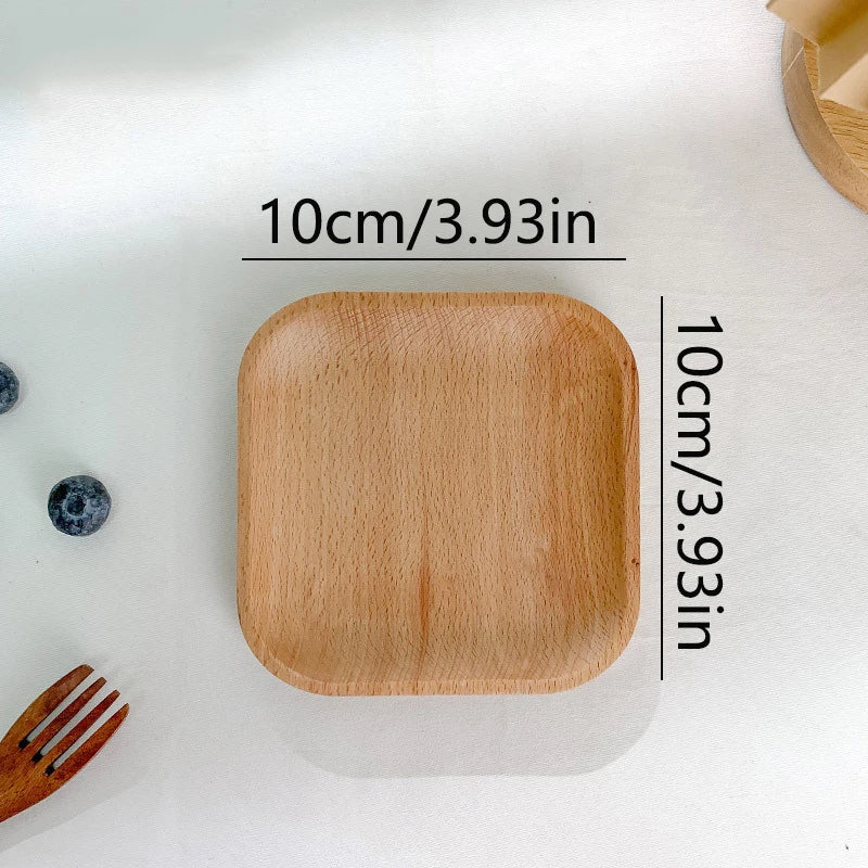 Round Wood Dish, Plate Acacia Wooden  Dinner Tableware Plates