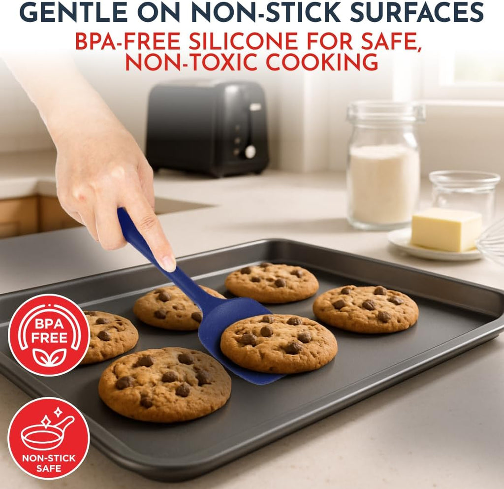 4-Piece Silicone Baking Spatula Set - Rubber Spatulas Silicone Heat Resistant, Bpa-Free - Spatula Set for Nonstick Cookware - Baking Essentials