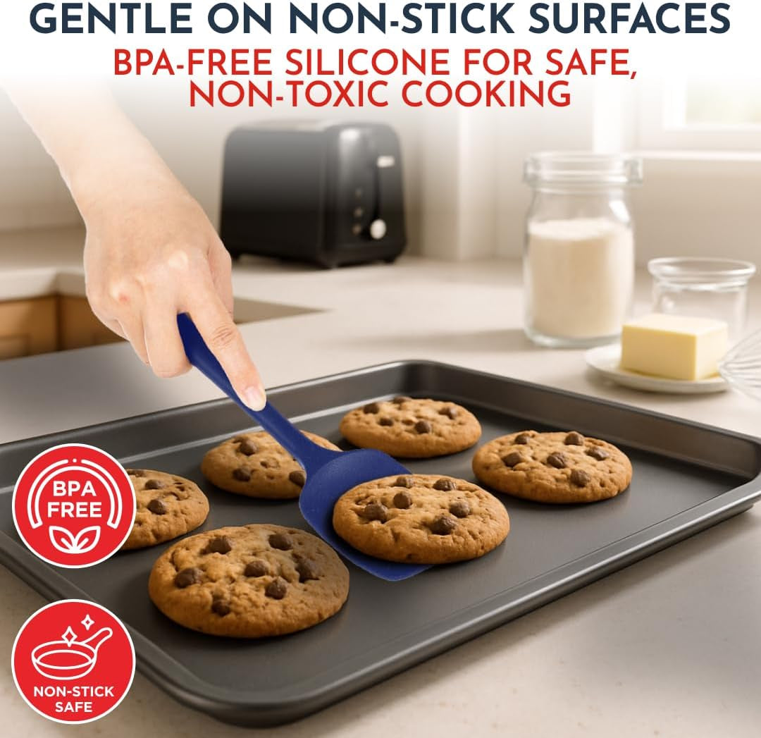 4-Piece Silicone Baking Spatula Set - Rubber Spatulas Silicone Heat Resistant, Bpa-Free - Spatula Set for Nonstick Cookware - Baking Essentials