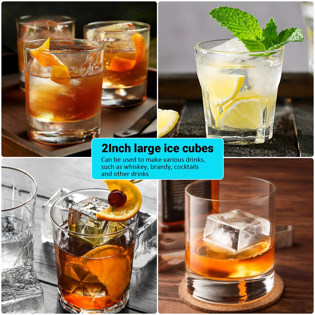 Ice Cube Tray with Lid: 3 Pack Large Silicone Ice Tray Molds for Freezer, BPA Free, Big Square Ice Cube for Whiskey, Cocktails, Baby Food, Juices-Gray&Blue&Purple