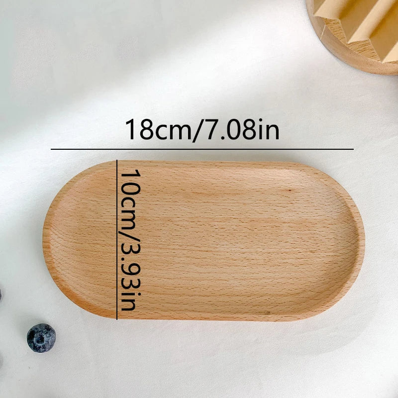 Round Wood Dish, Plate Acacia Wooden  Dinner Tableware Plates
