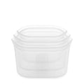 Reusable Silicone 3-Piece Dish Set - Small 16 Oz., Medium 24 Oz., Large 32 Oz. Zippered Storage Containers in Frost