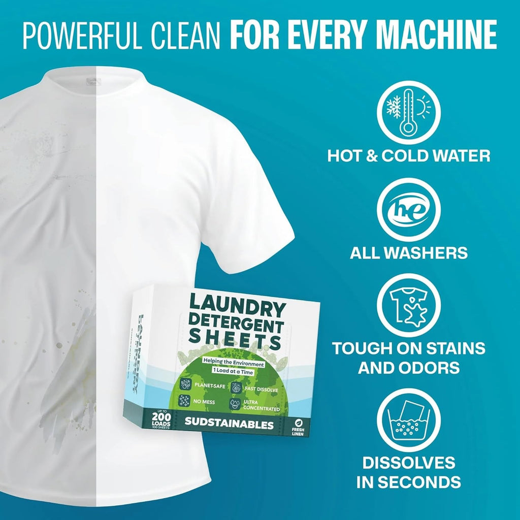 Laundry Detergent Sheets (200 Loads) – Eco-Friendly, Zero Waste, Plastic-Free La