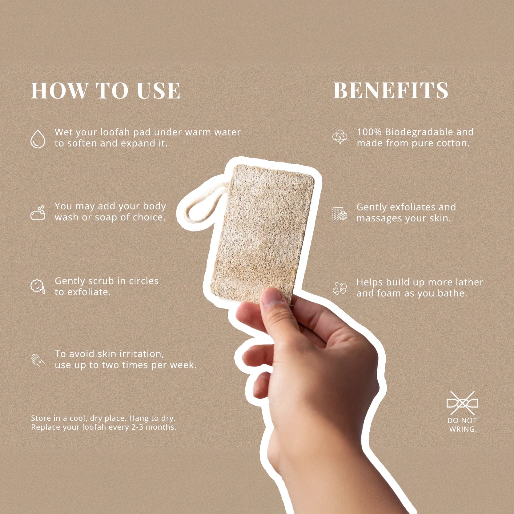 Natural Loofah Pad 2-Pack