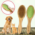 1Pc Dog Brush, Double Sided Pet Slicker Brush with Bamboo Handle for Dogs and Cats Long Hair Pets Grooming Comb for Removing Shedding, Tangles and Dead Undercoat