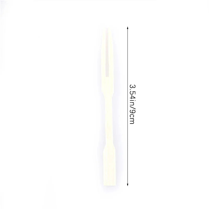Mini Bamboo Forks 3.5 Inch, Cocktail Forks Appetizer Forks, Small Wood Forks for Fruit, Disposable Tiny Food Picks for Party，Charcuterie Supplies Accessories, Wooden Toothpicks Fork. 100 PCS