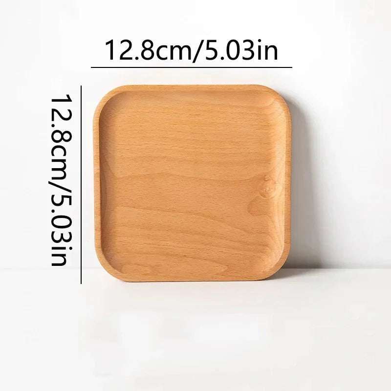 Round Wood Dish, Plate Acacia Wooden  Dinner Tableware Plates
