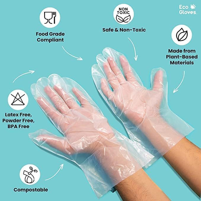 Plant-Based Compostable Eco-Friendly Gloves for Food Prep & Cleaning